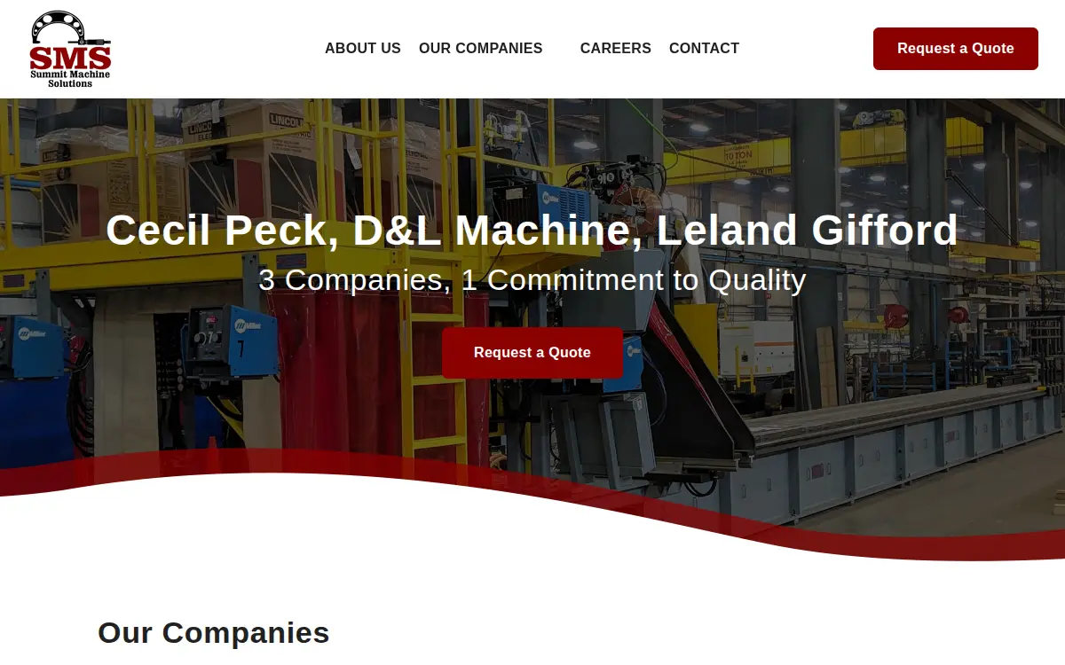 Homepage of Summit Machine Solutions LLC
