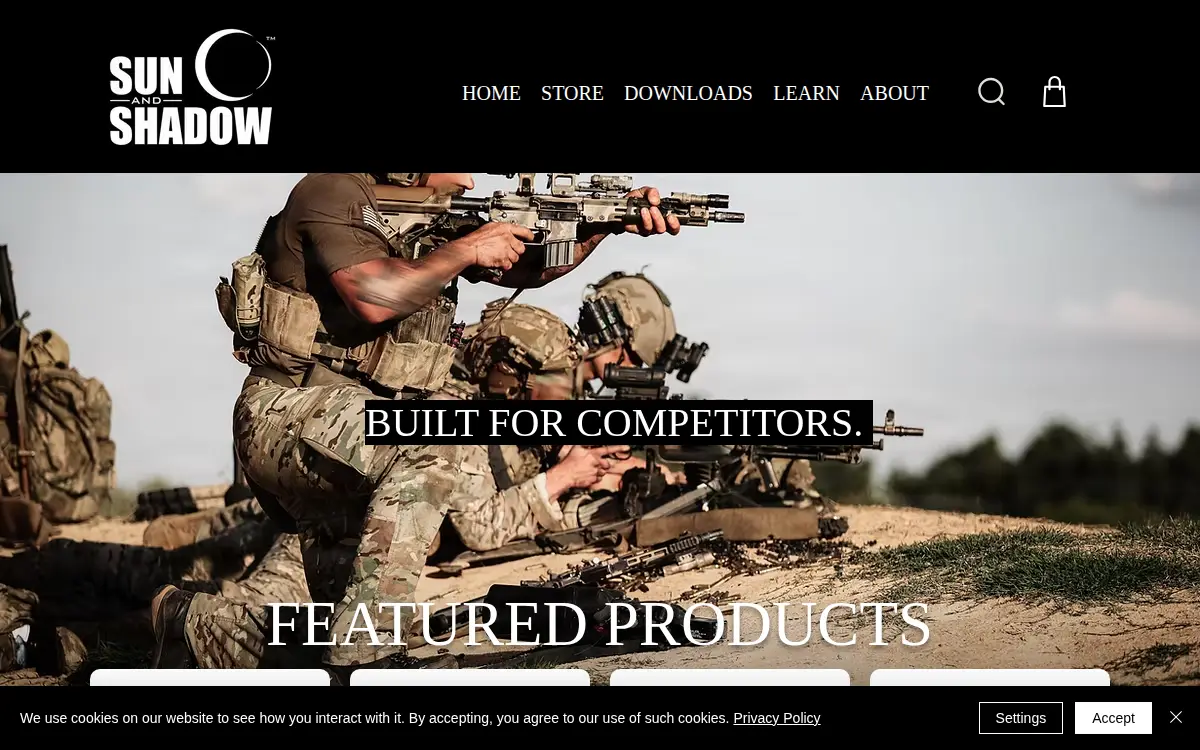 Homepage of Sun and Shadow Tactical Products, LLC