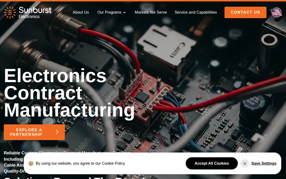 Homepage of Sunburst Electronics, LLC