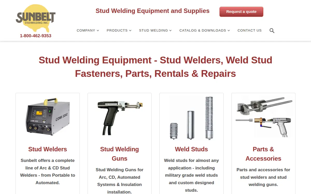 Homepage of Sunbelt Stud Welding, INC.