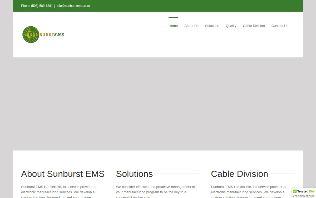 Homepage of Sunburst Electronic Manufacturing Solutions, INC.