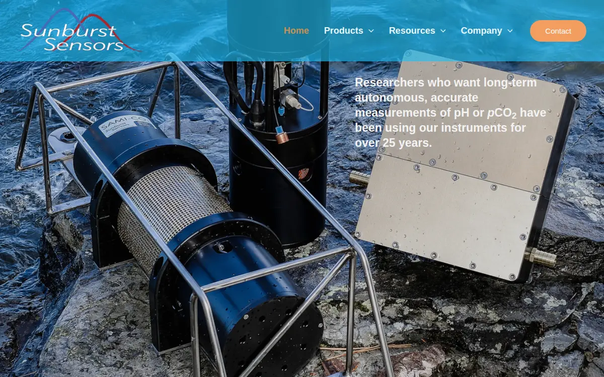 Homepage of Sunburst Sensors, LLC