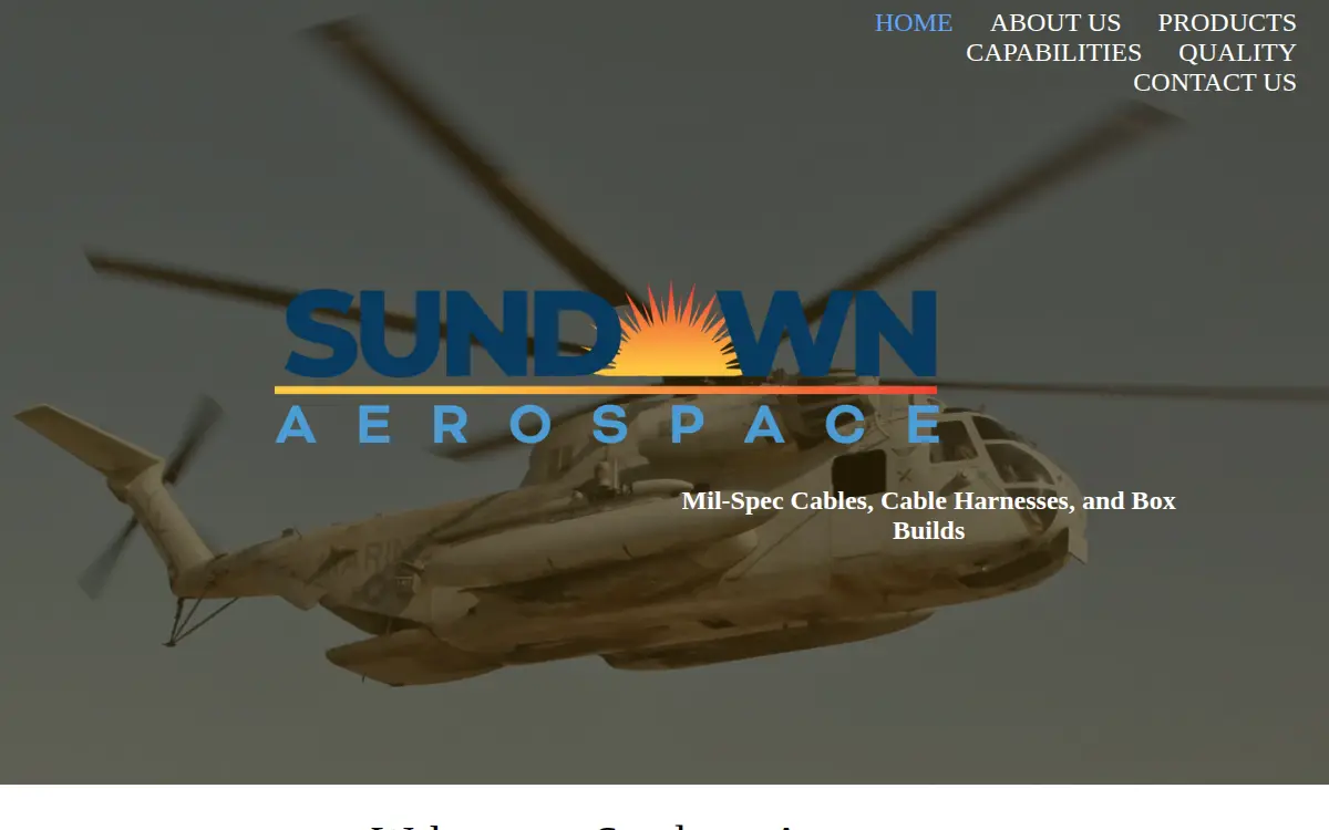 Homepage of Sundown Aerospace LLC