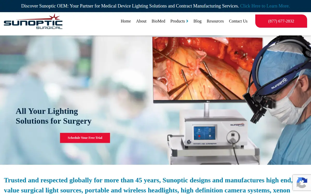 Homepage of Sunoptic Technologies LLC