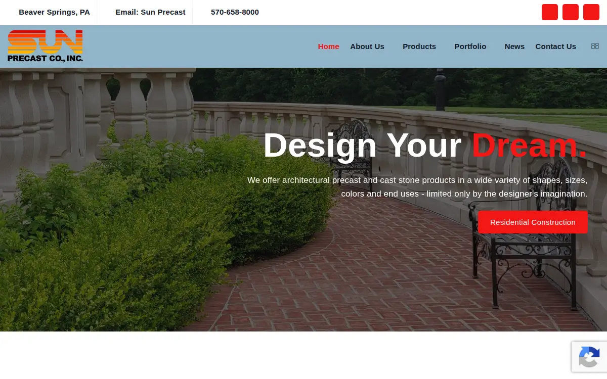 Homepage of Sun Precast Co., INC.