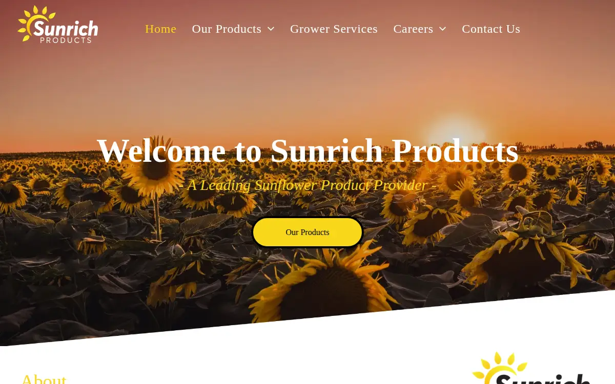 Homepage of Sunrich Products, LLC