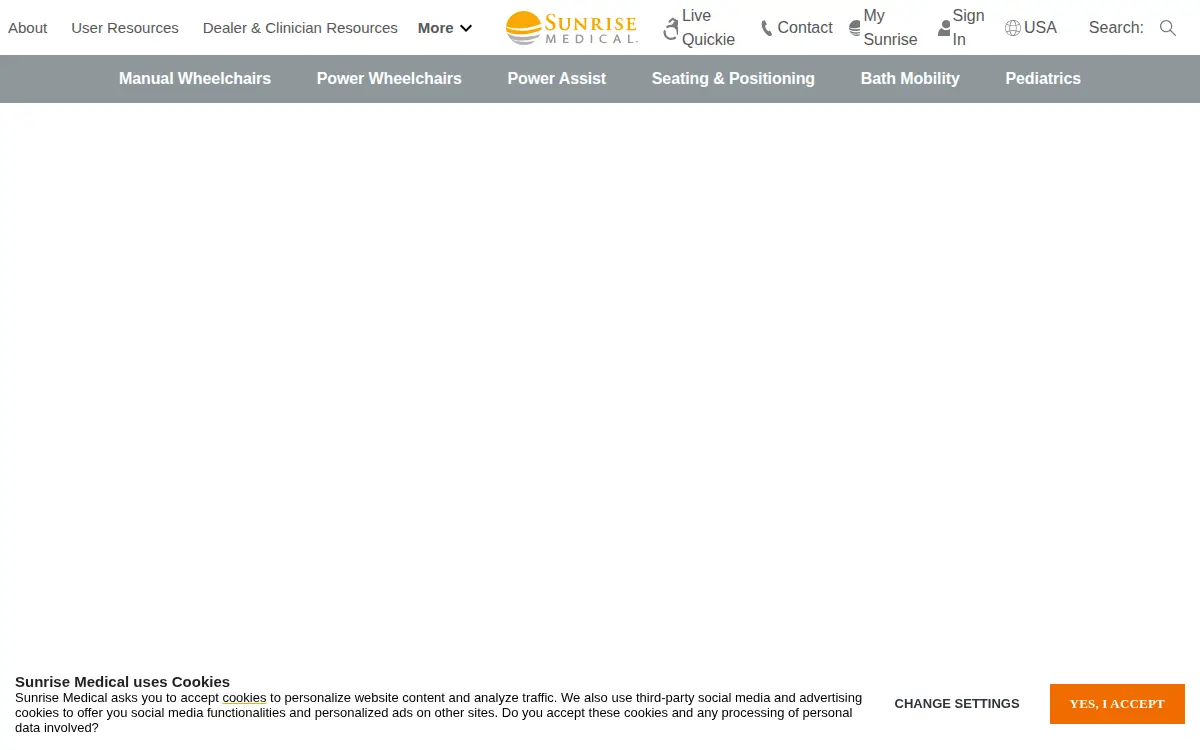 Homepage of Sunrise Medical (us) LLC