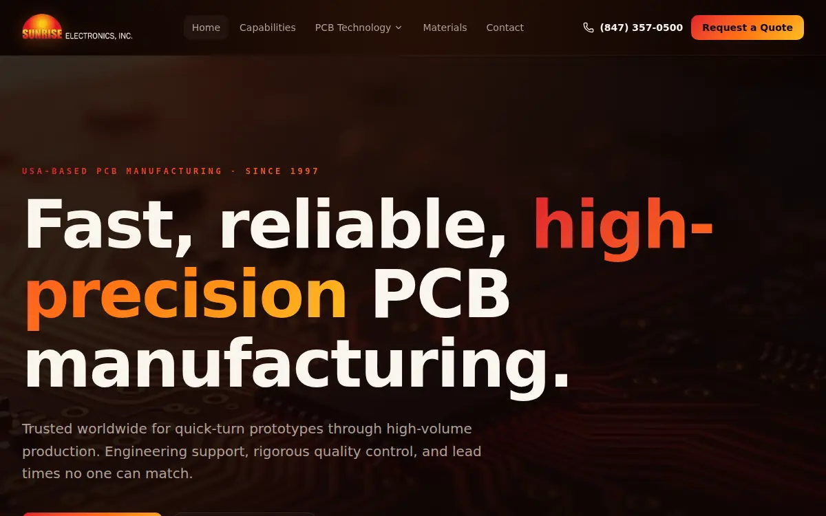 Homepage of Sunrise Electronics, INC.