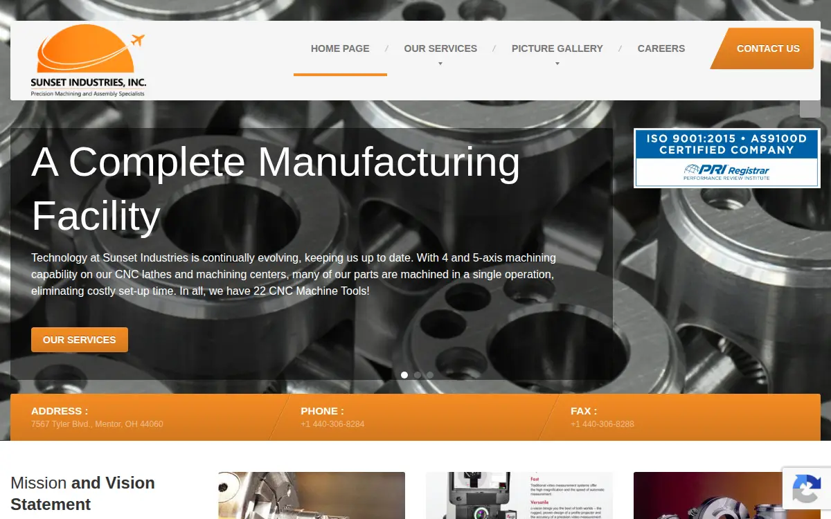 Homepage of Sunset Industries INC