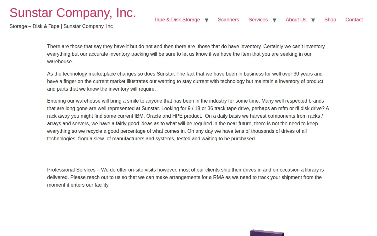Homepage of Sunstar Company, INC.