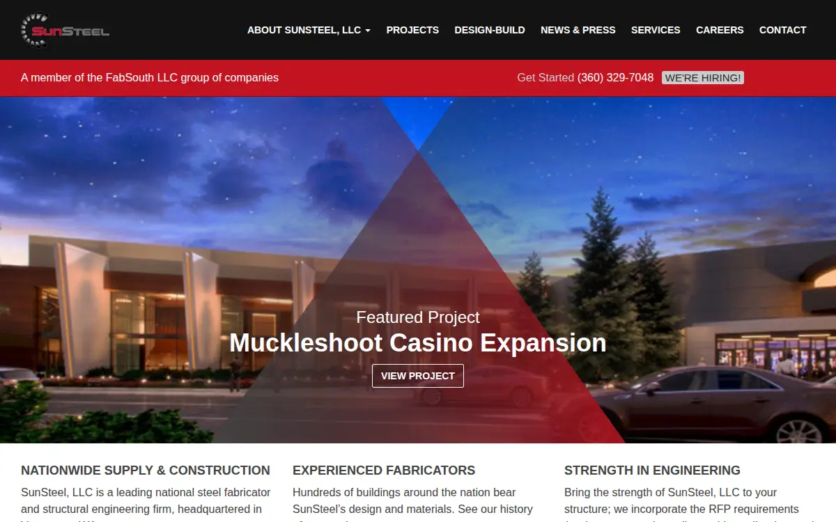 Homepage of Sunsteel LLC