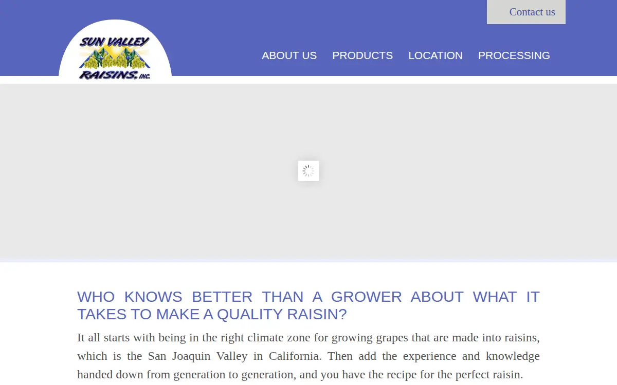 Homepage of Sun Valley Raisins, Inc., a California Corporation
