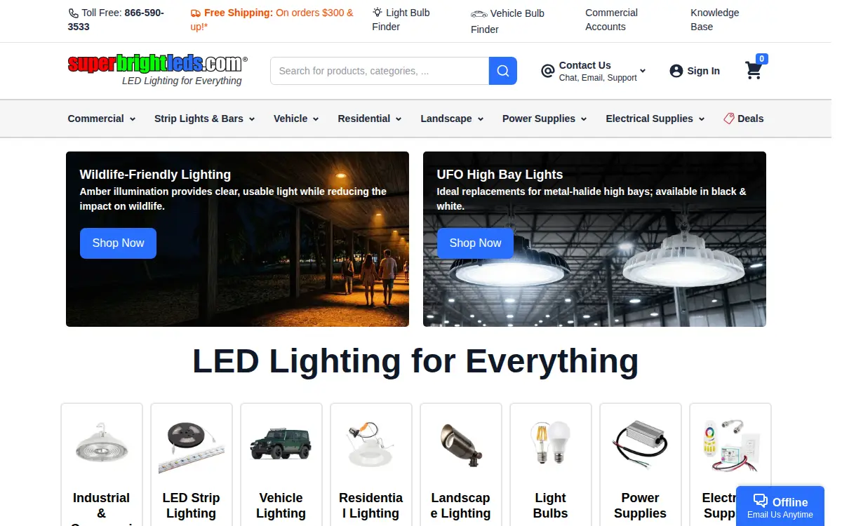 Homepage of Super Bright Leds, INC