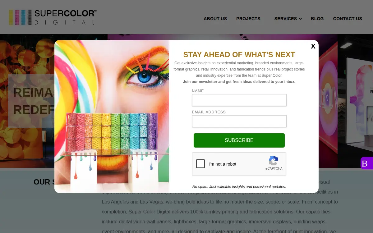 Homepage of Super Color Digital LLC