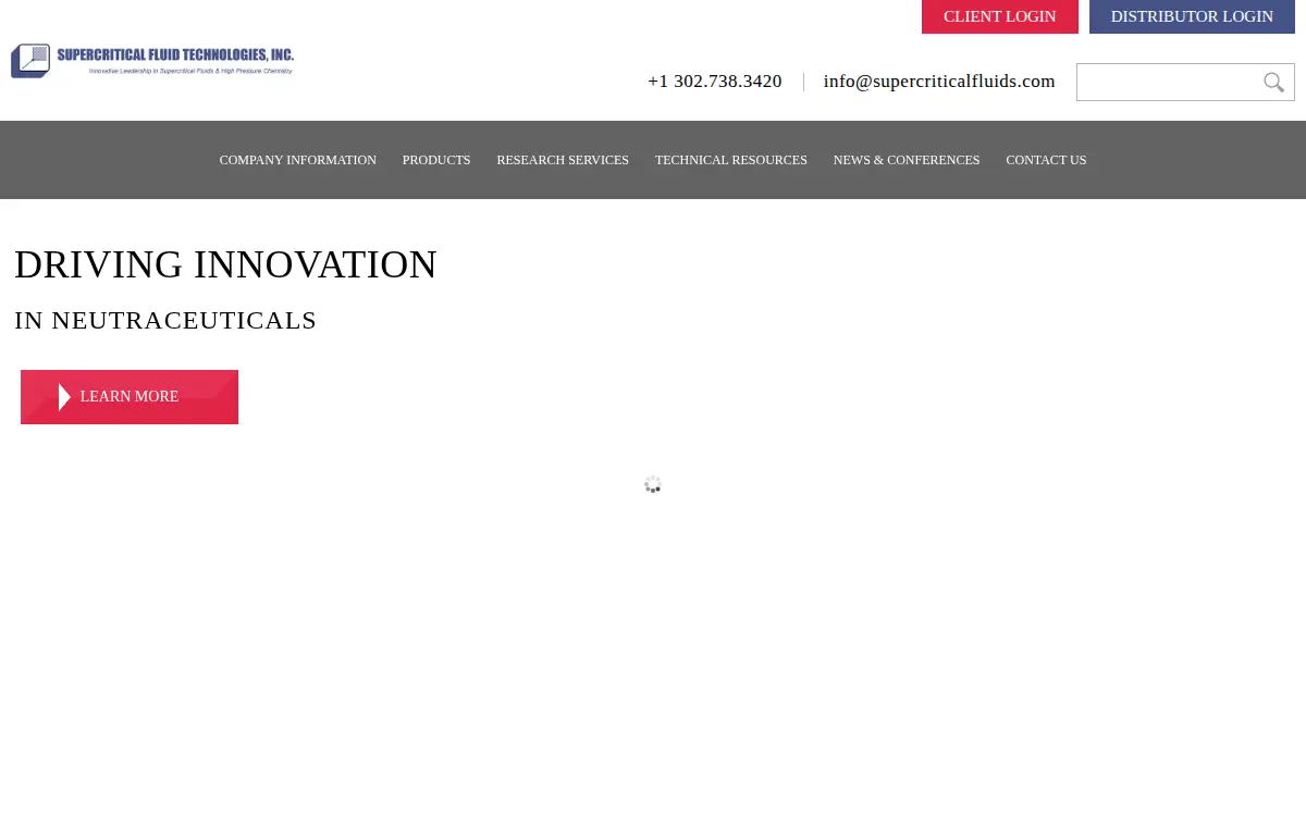 Homepage of Supercritical Fluid Technologies, INC.