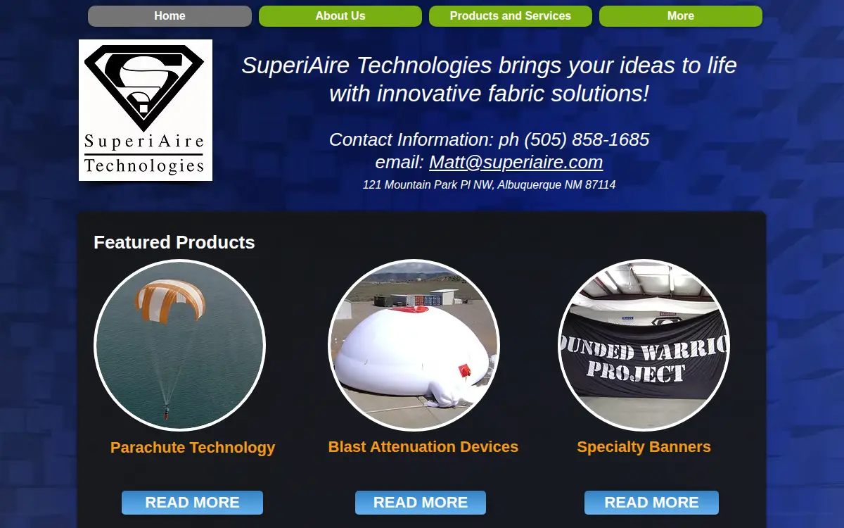 Homepage of Superiaire Technologies LLC