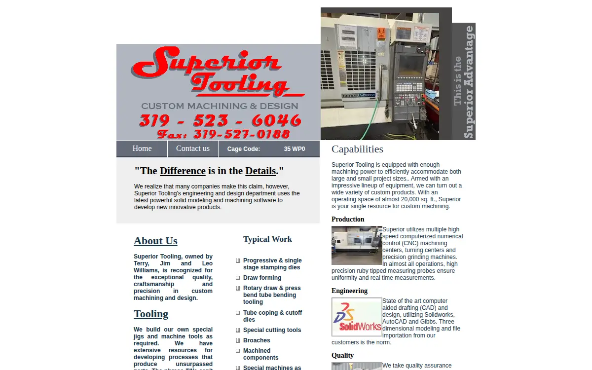 Homepage of Superior Tooling, INC.