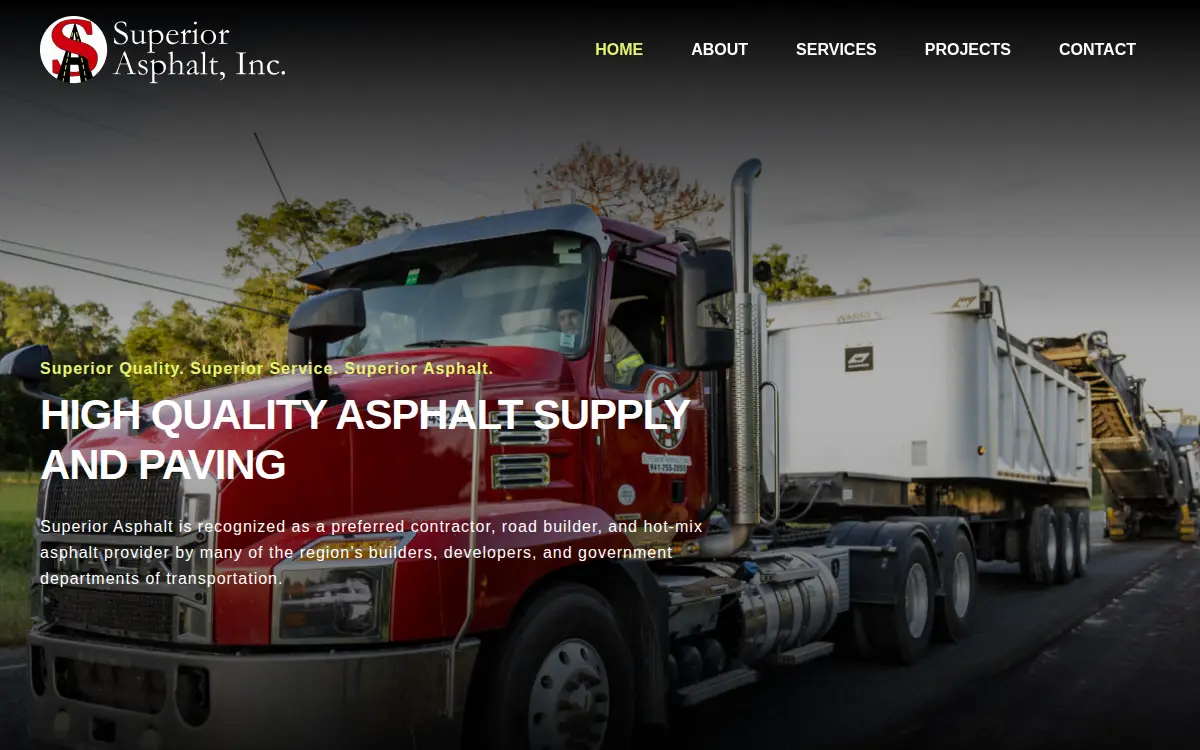 Homepage of Superior Asphalt, INC