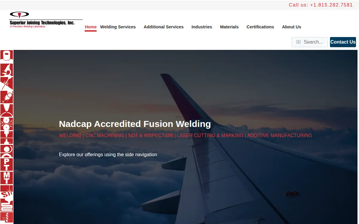 Homepage of Superior Joining Technologies, INC