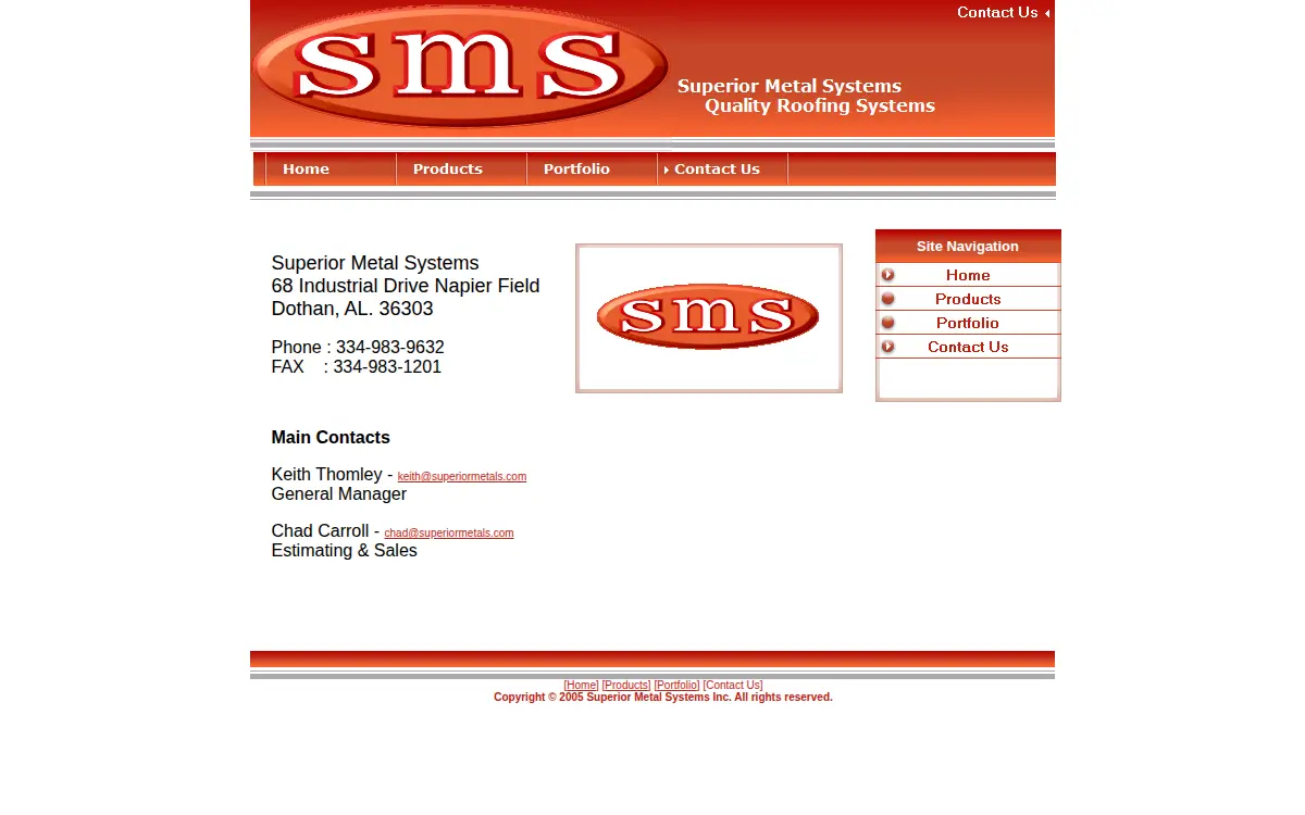 Homepage of Superior Metal Systems INC