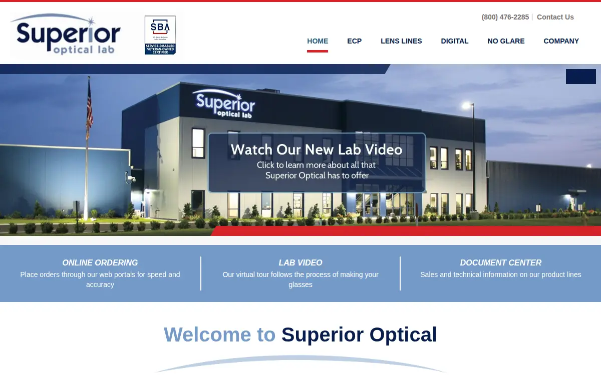 Homepage of Superior Optical Labs, INC