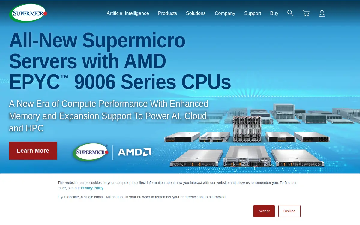Homepage of Super Micro Computer, INC.