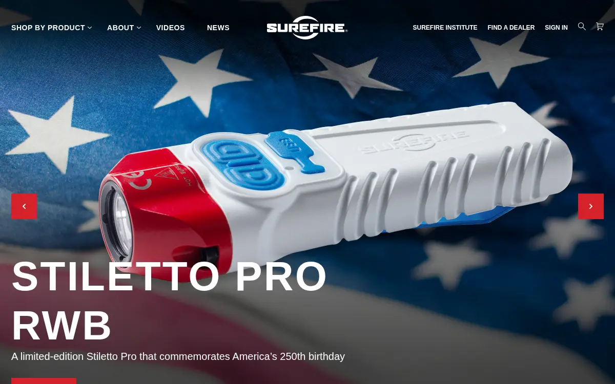 Homepage of Surefire, LLC.