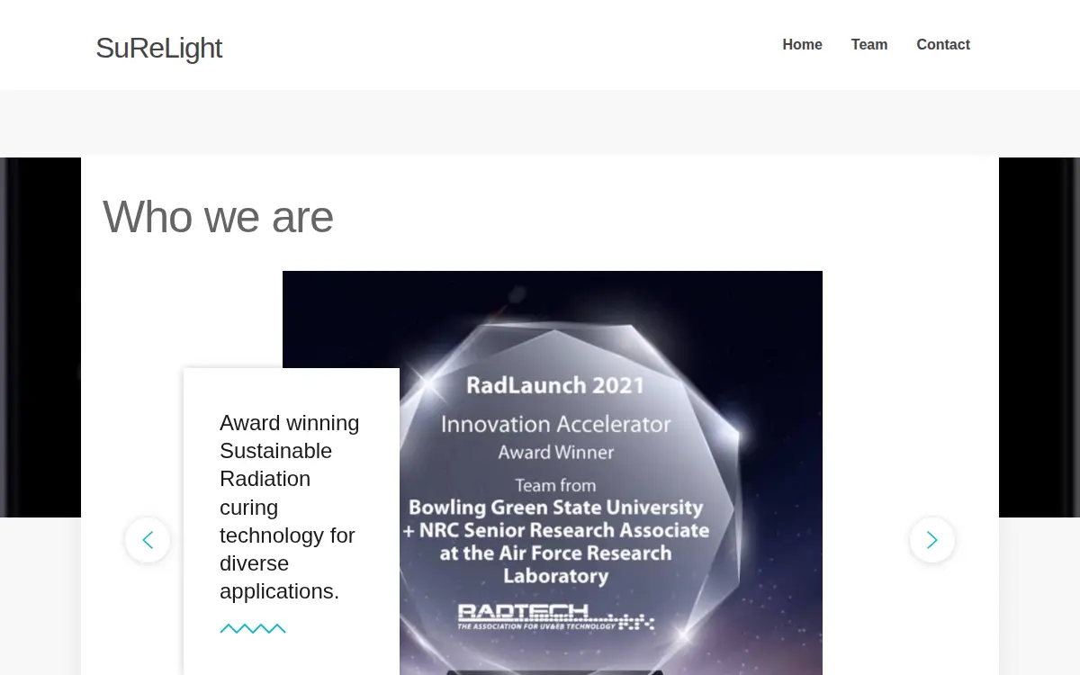 Homepage of Surelight, LLC