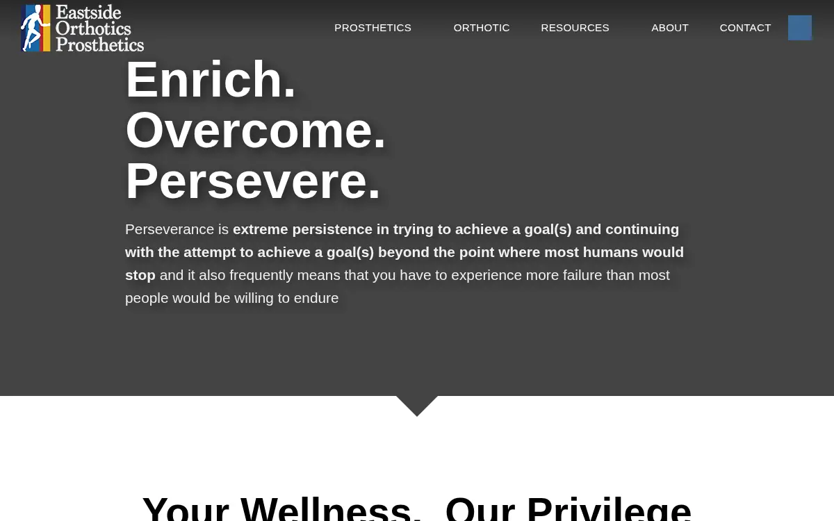 Homepage of Eastside Orthotics and Prosthetics, INC