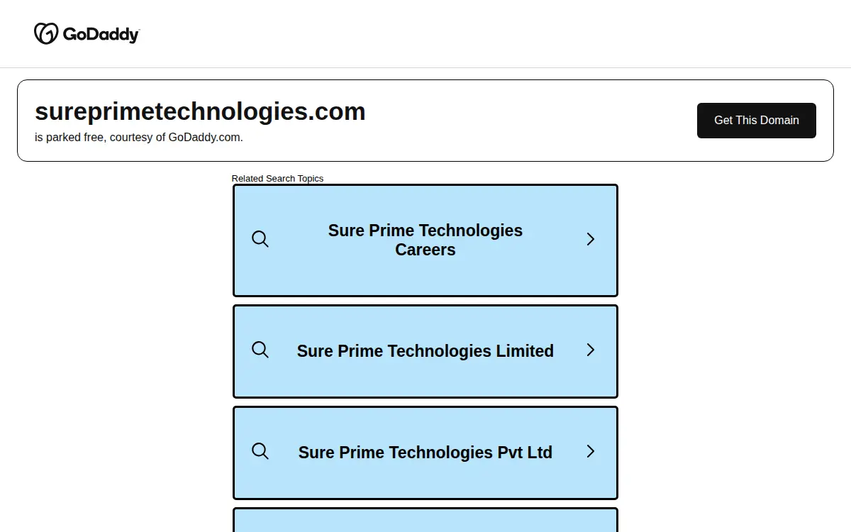 Homepage of Sureprime Technologies LLC