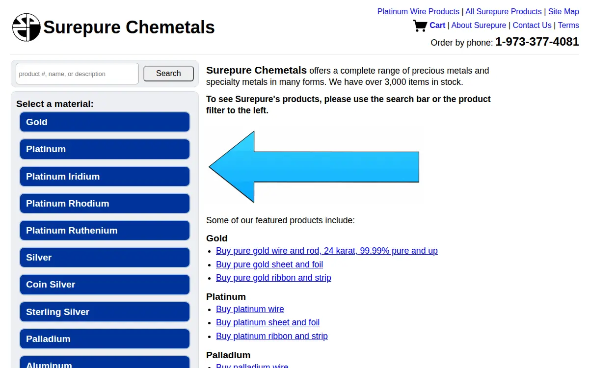 Homepage of Surepure Chemetals L.l.c.