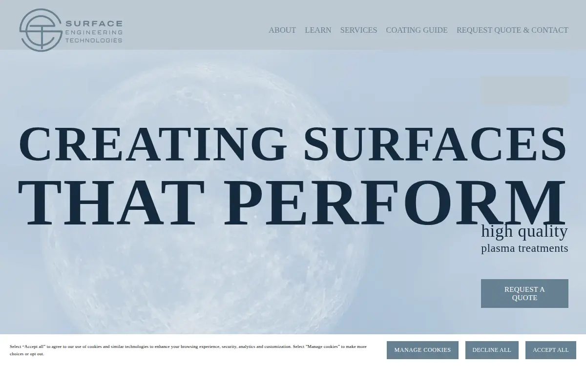 Homepage of Surface Engineering Technologies LLC