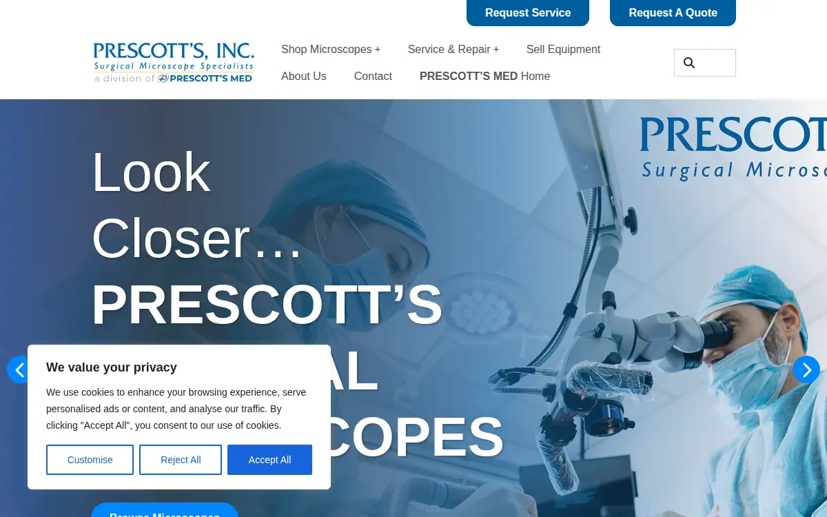 Homepage of Prescott's INC.