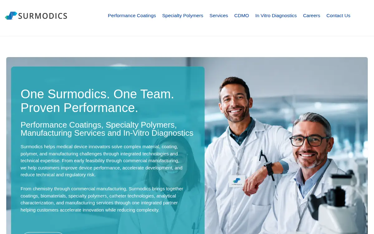 Homepage of Surmodics INC