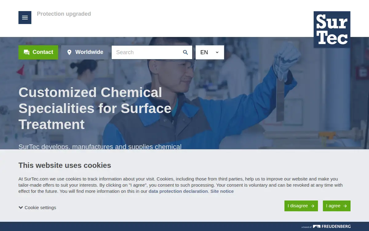 Homepage of Surtec, INC.