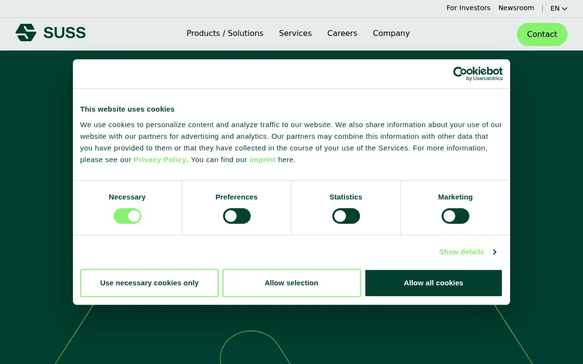 Homepage of Suss Microtec INC