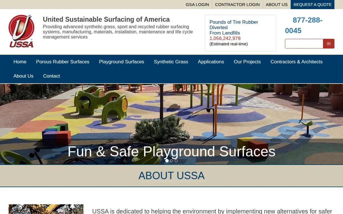 Homepage of United Sports Surfacing of America, INC
