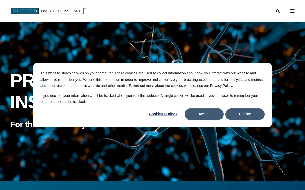 Homepage of Sutter Instrument CORP