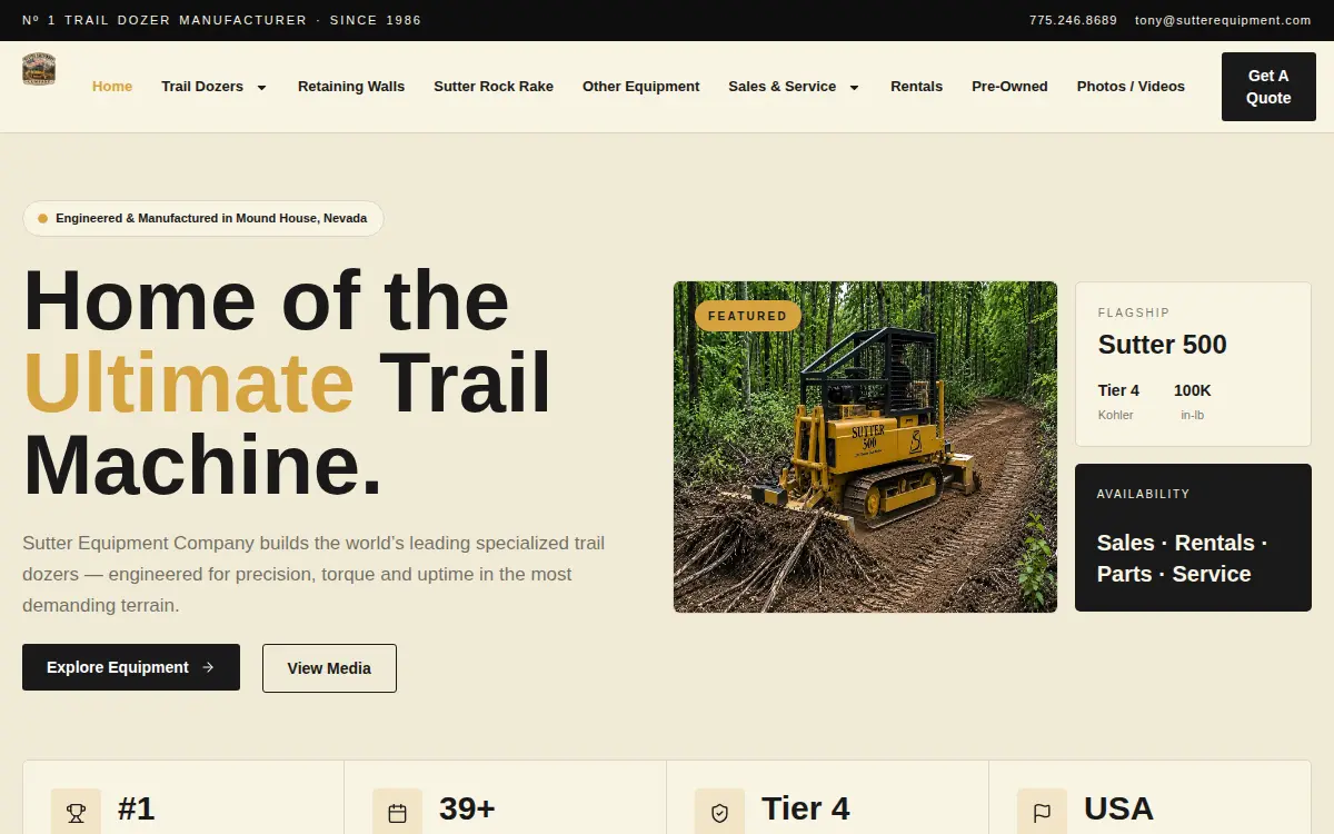Homepage of Sutter Equipment Company, INC.