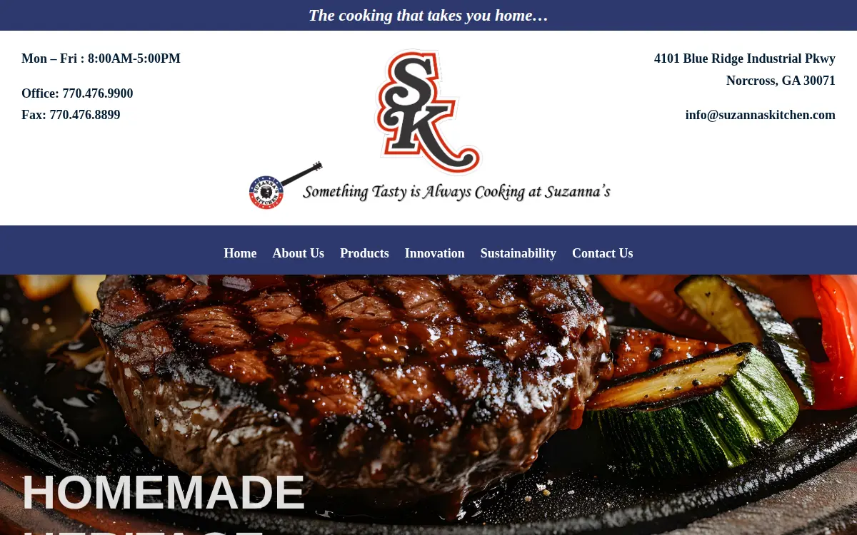 Homepage of Suzannas Kitchen INC