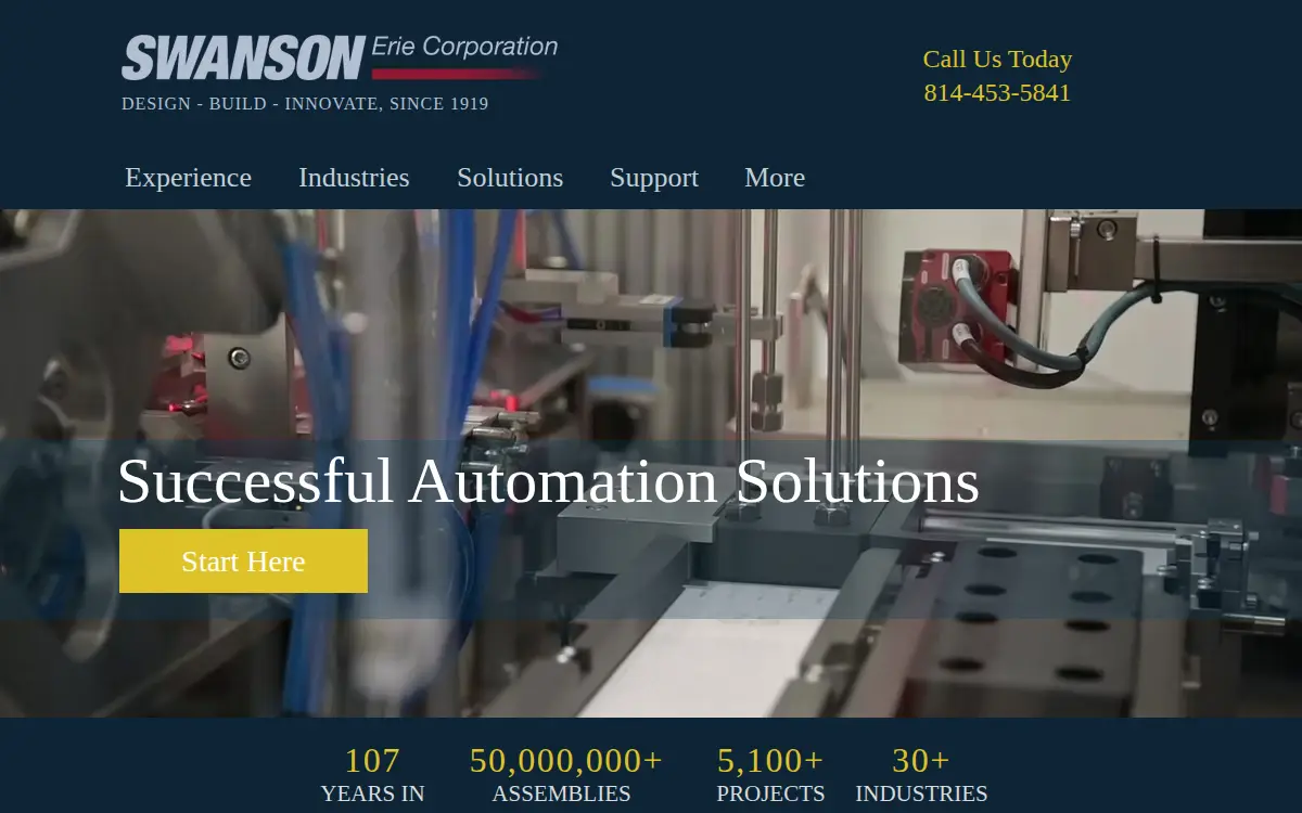 Homepage of Swanson Erie Corporation