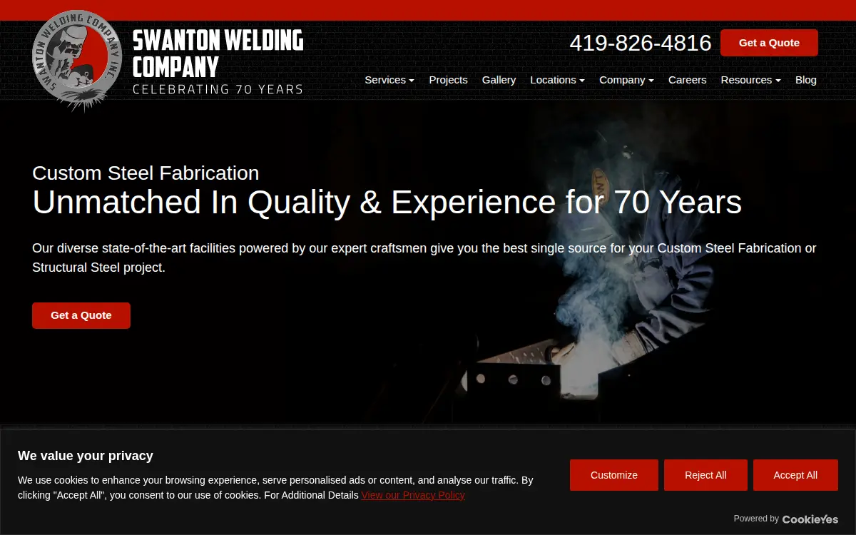 Homepage of Swanton Welding & Machining CO INC