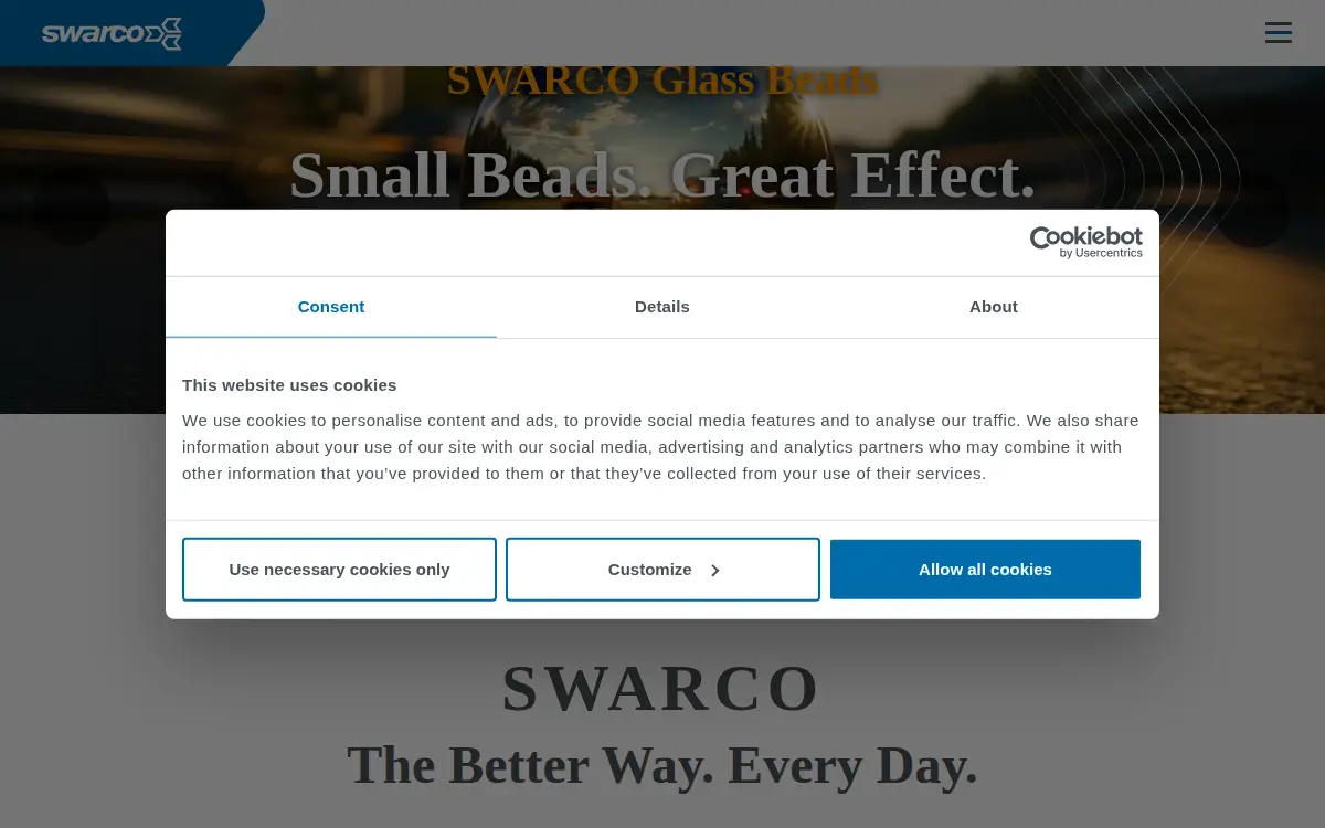 Homepage of Swarco Industries, LLC