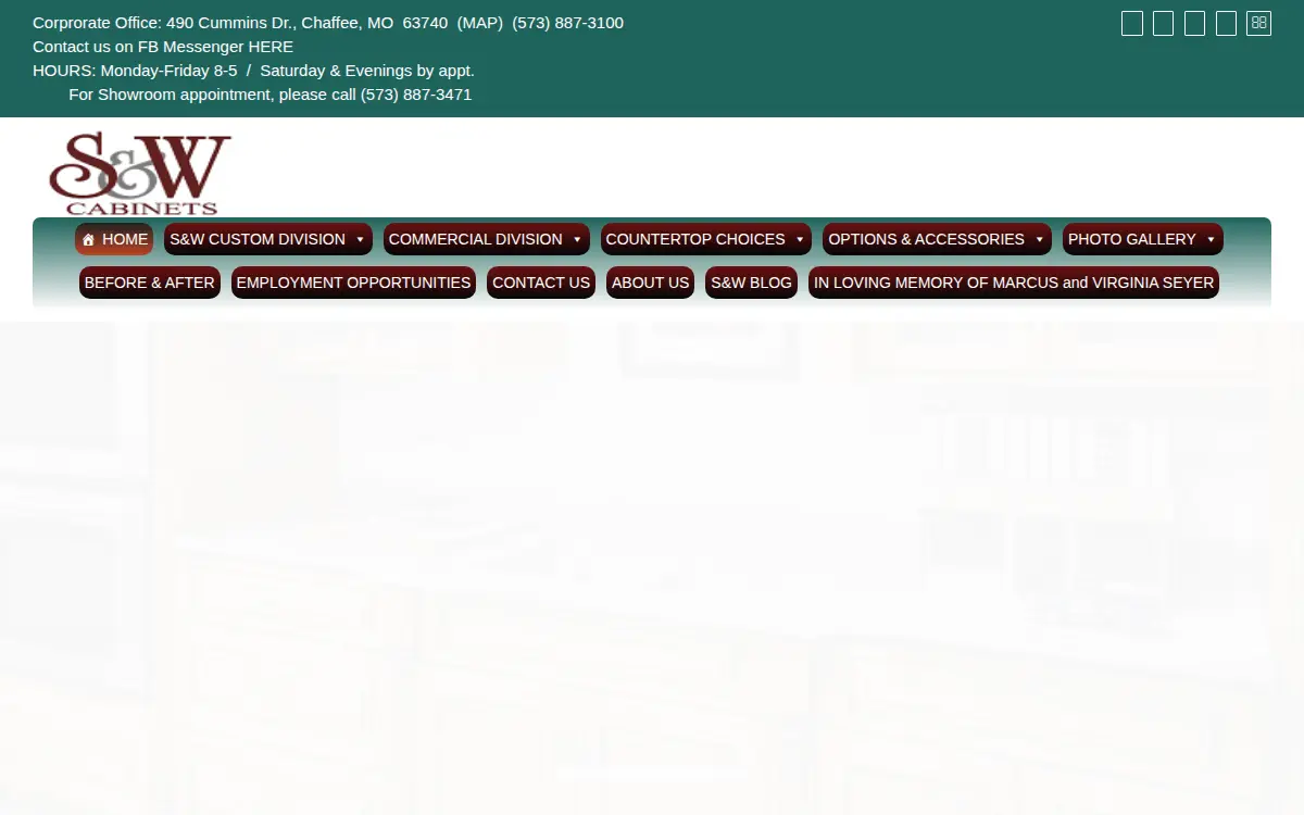 Homepage of S & W Cabinets, INC.
