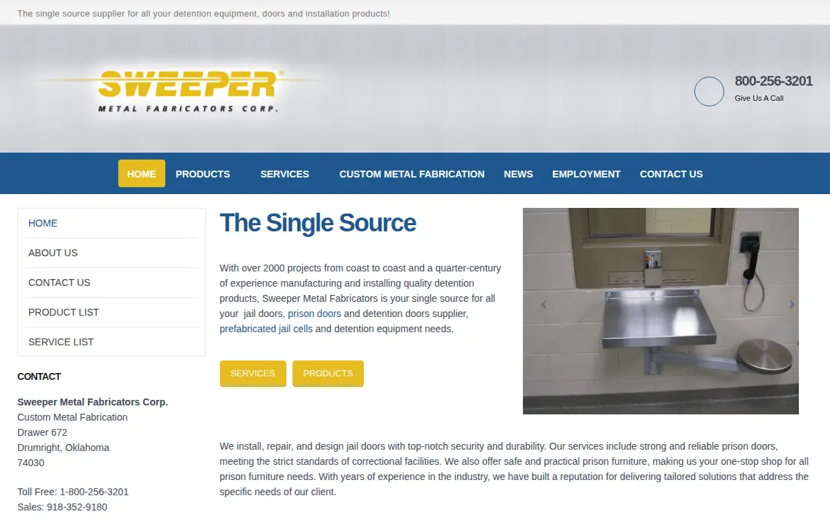 Homepage of Sweeper Metal Fabricators CORP.