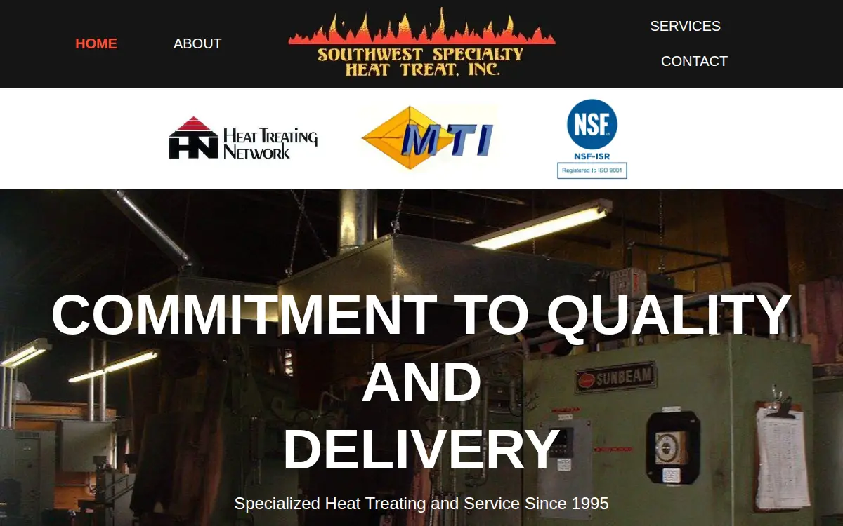 Homepage of Southwest Specialty Heat Treat INC