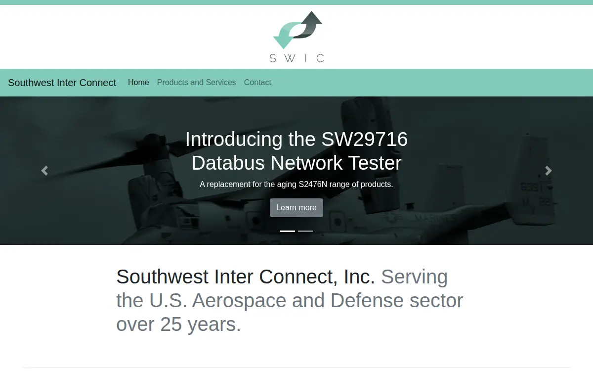 Homepage of S W Interconnect INC
