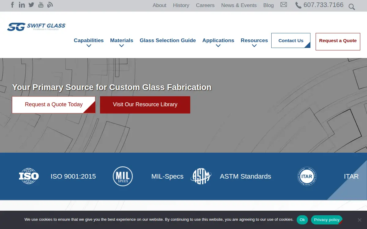 Homepage of Swift Glass CO INC
