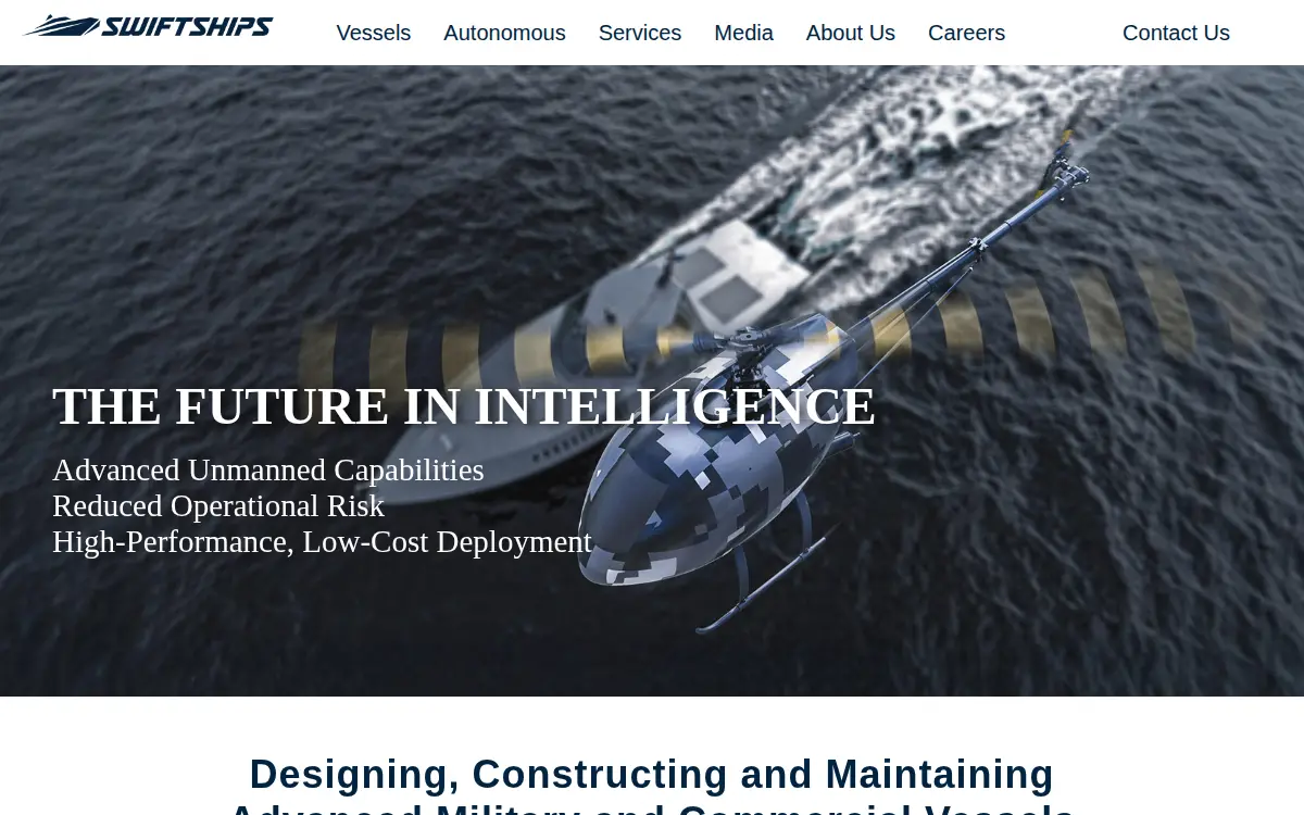 Homepage of Swiftships, LLC