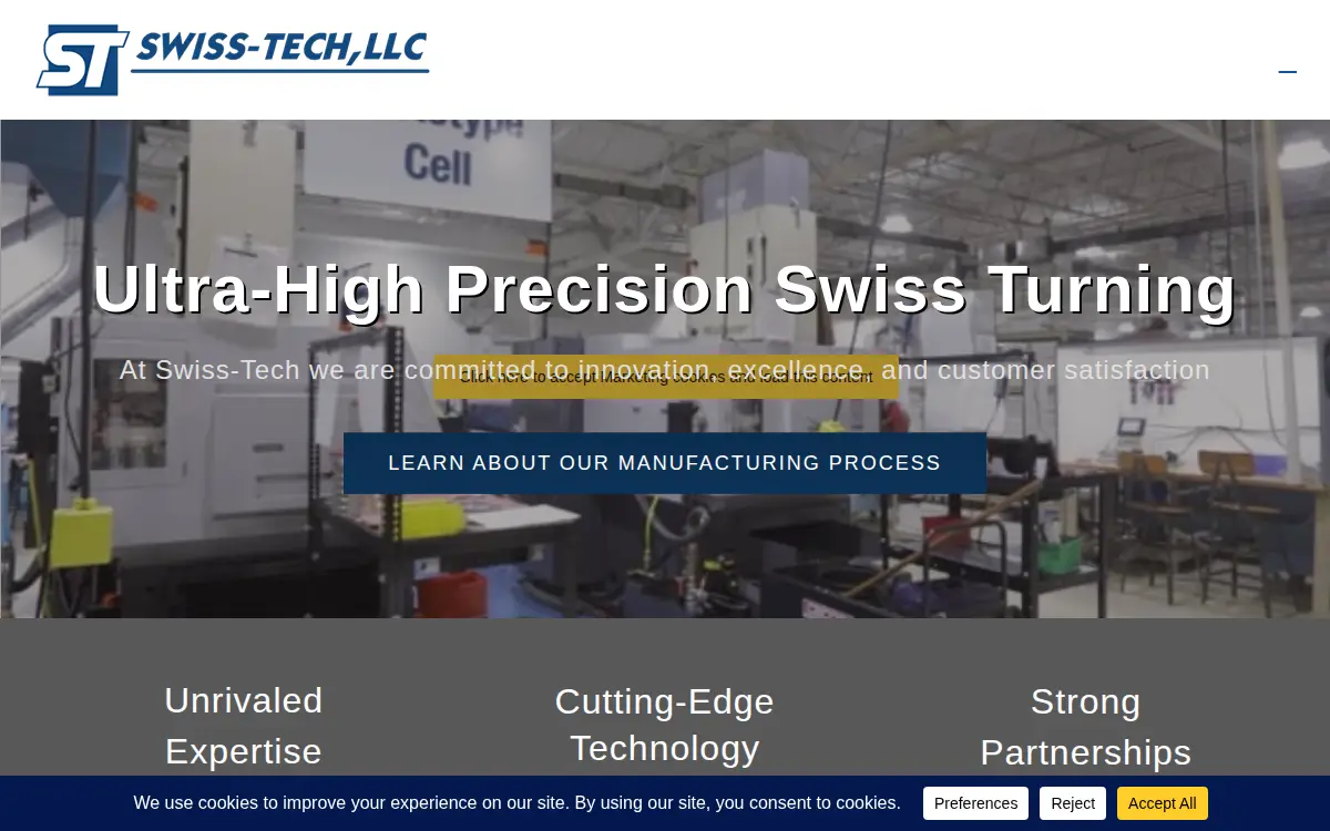 Homepage of Swiss-tech LLC